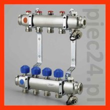 Techniprot rozdzielacze do ogrzewania podłogowego 1¼" z rury nierdzewnej ø 42,4 x 1,6 w gat. 1.4301 - z zaworami regulacyjnymi i sekcją odpow.-spustową