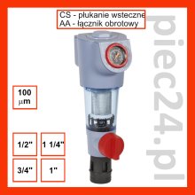 Honeywell Resideo Braukmann F74CS do wody z płukaniem wstecznym  (z łącznikiem obrotowym, siatka filtracyjna 100 mikronów)