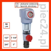 Honeywell Resideo Braukmann F74CS do wody z płukanim wstecznym (z łacznikiem obrotowym, siatka filtracyjna 50 mikronów)